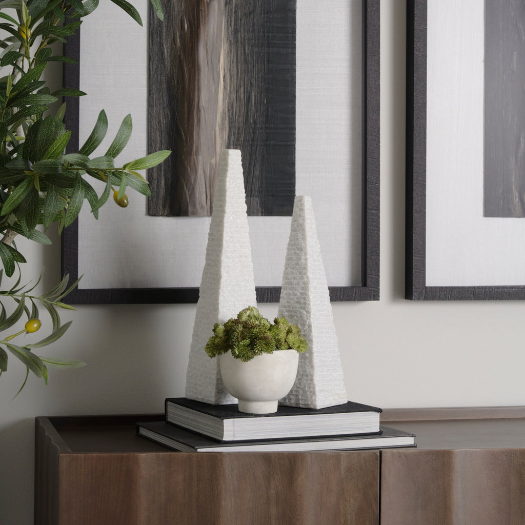 Mercana Pyramis 4" x 4" x 13" Marble Decorative Object