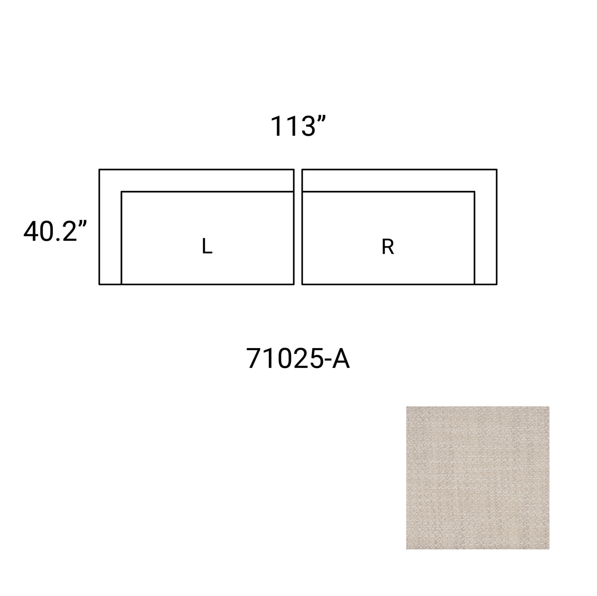 Mercana Warner 113" x 40.2" x 32.7"  Sectional Sofa - A