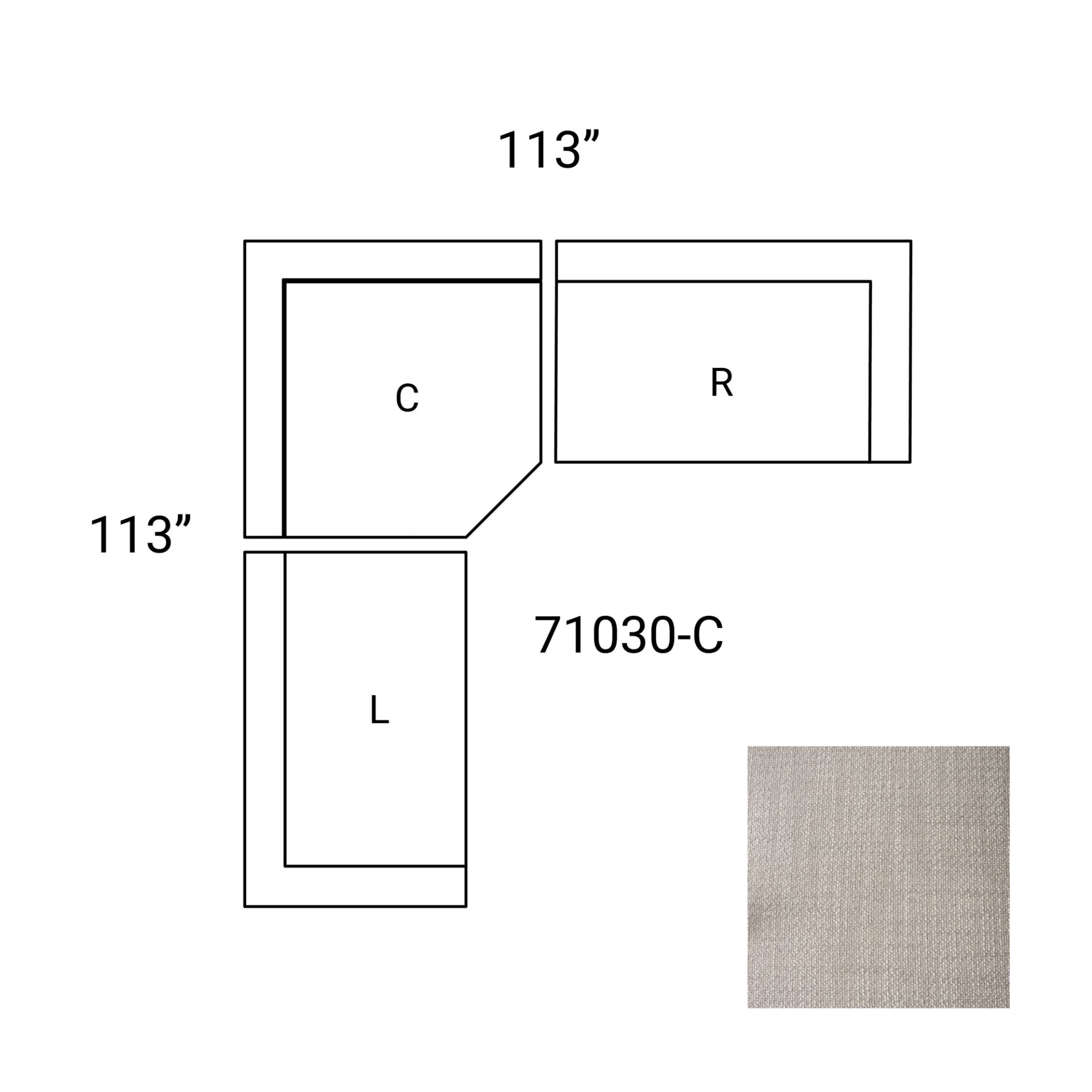 Mercana Warner 113" x 113" x 32.7"  Sectional Sofa - C