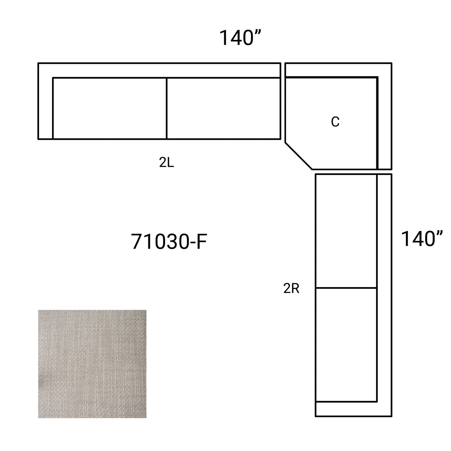 Mercana Warner 140" x 140" x 32.7"  Sectional Sofa - F