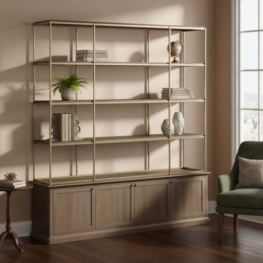 Mercana Braxton 81.8" x 19" x 90" Iron,Solid Wood Wall Shelf
