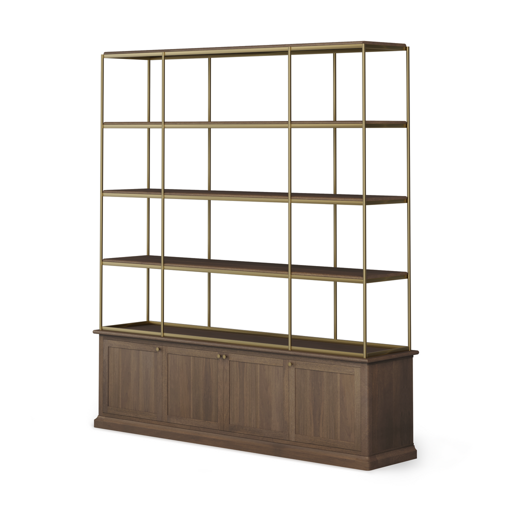 Mercana Braxton 81.8" x 19" x 90" Iron,Solid Wood Wall Shelf