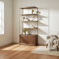 Mercana Braxton 41.8" x 19" x 90" Iron,Solid Wood Wall Shelf