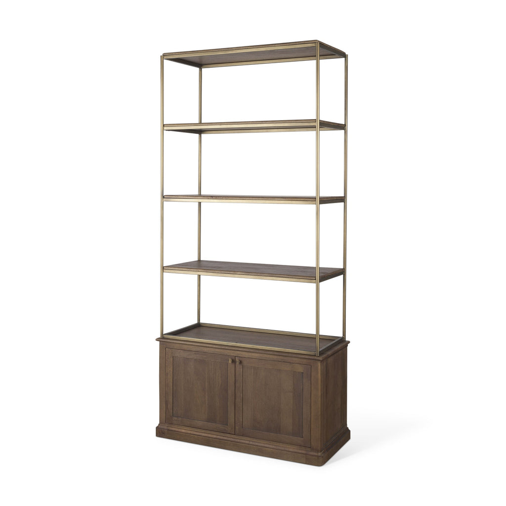 Mercana Braxton 41.8" x 19" x 90" Iron,Solid Wood Wall Shelf