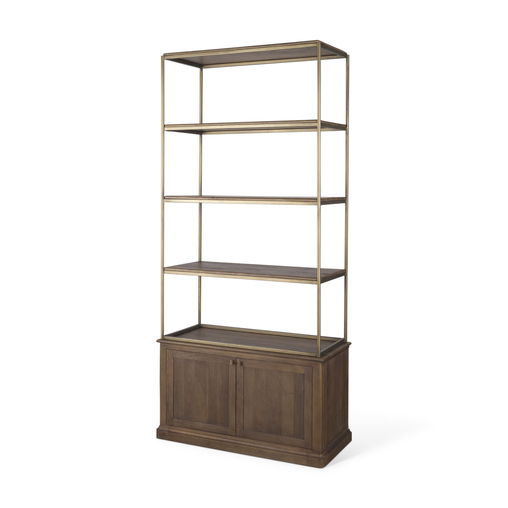 Mercana Braxton 41.8" x 19" x 90" Iron,Solid Wood Wall Shelf