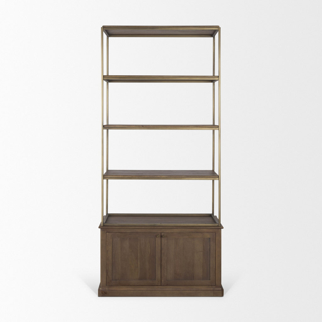 Mercana Braxton 41.8" x 19" x 90" Iron,Solid Wood Wall Shelf