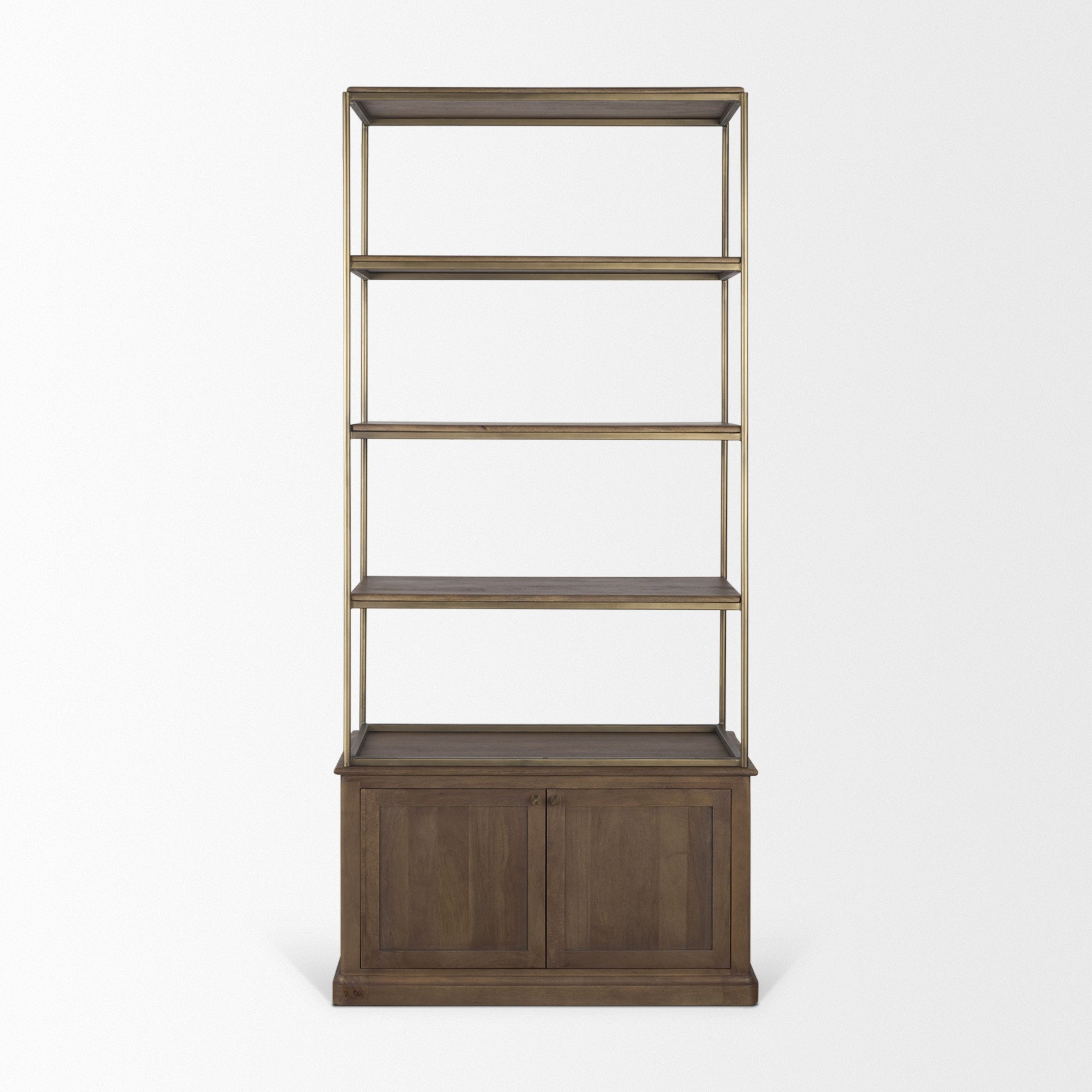 Mercana Braxton 41.8" x 19" x 90" Iron,Solid Wood Wall Shelf