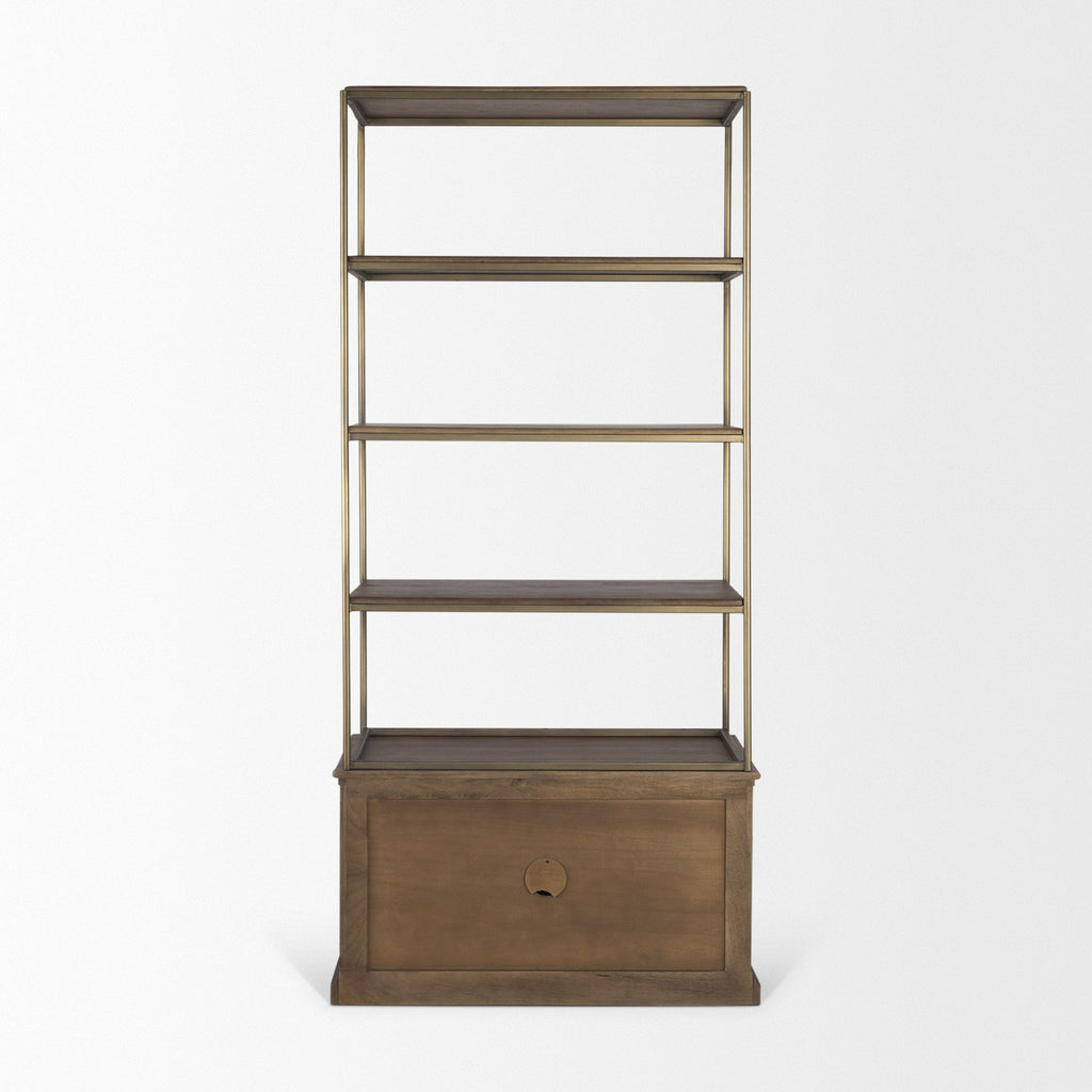 Mercana Braxton 41.8" x 19" x 90" Iron,Solid Wood Wall Shelf