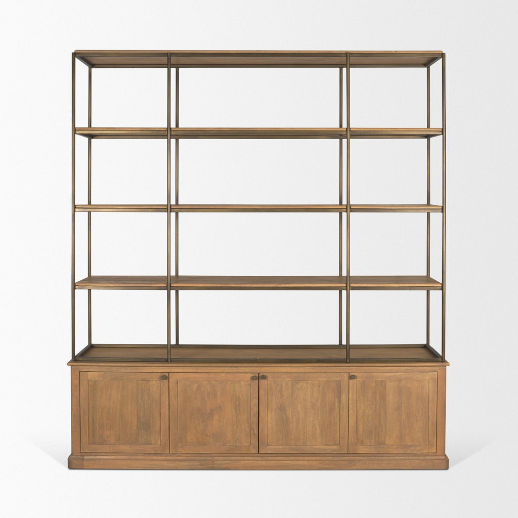 Mercana Braxton 81.8" x 19" x 90" Iron,Solid Wood Wall Shelf