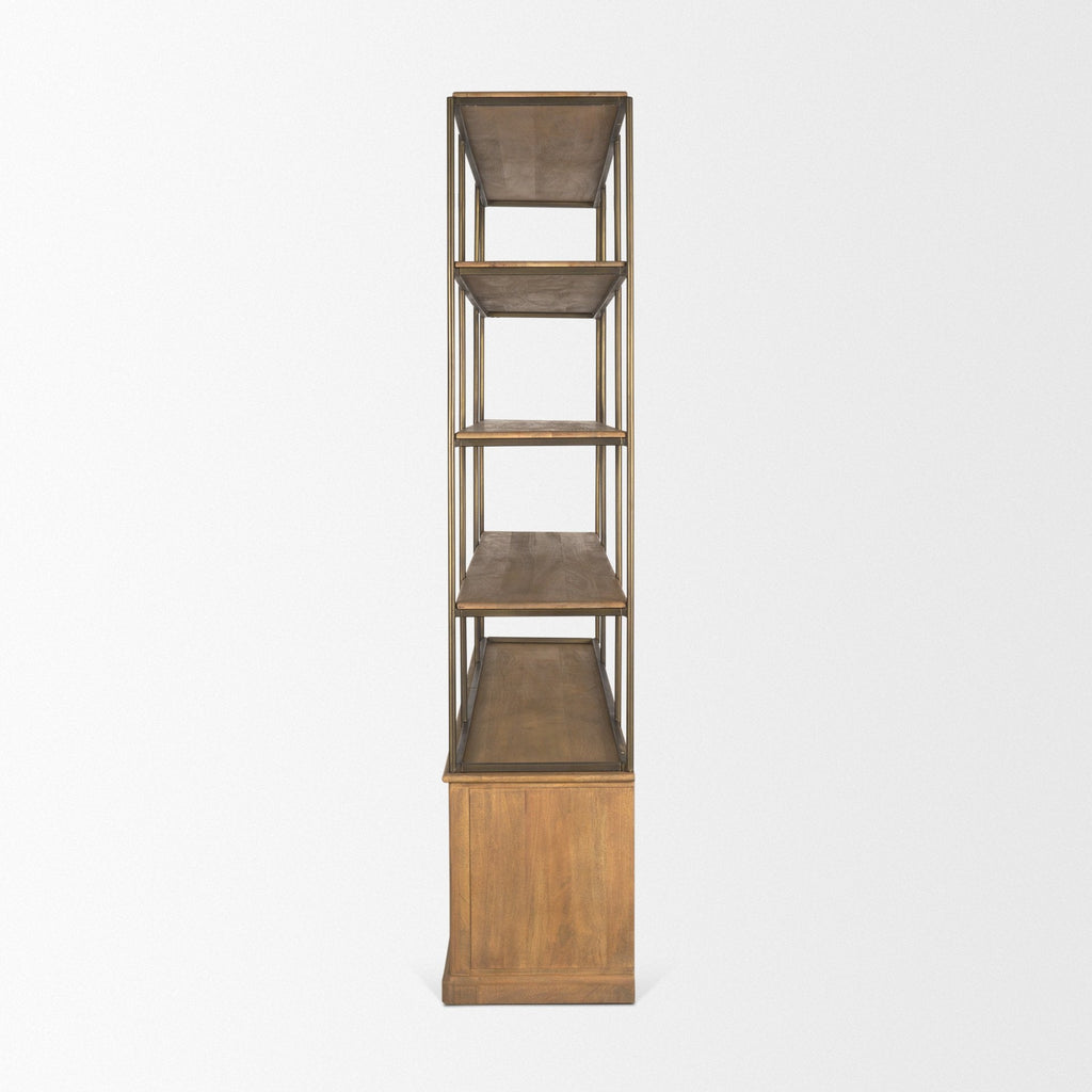 Mercana Braxton 81.8" x 19" x 90" Iron,Solid Wood Wall Shelf