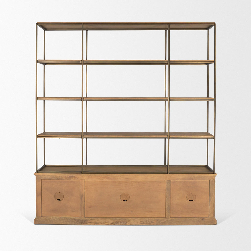 Mercana Braxton 81.8" x 19" x 90" Iron,Solid Wood Wall Shelf