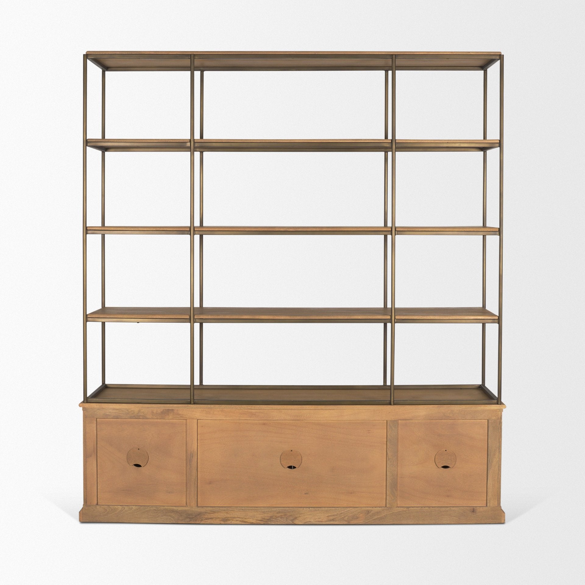 Mercana Braxton 81.8" x 19" x 90" Iron,Solid Wood Wall Shelf
