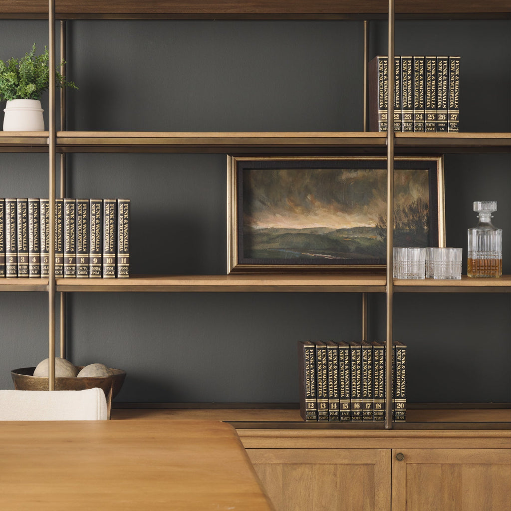 Mercana Braxton 81.8" x 19" x 90" Iron,Solid Wood Wall Shelf