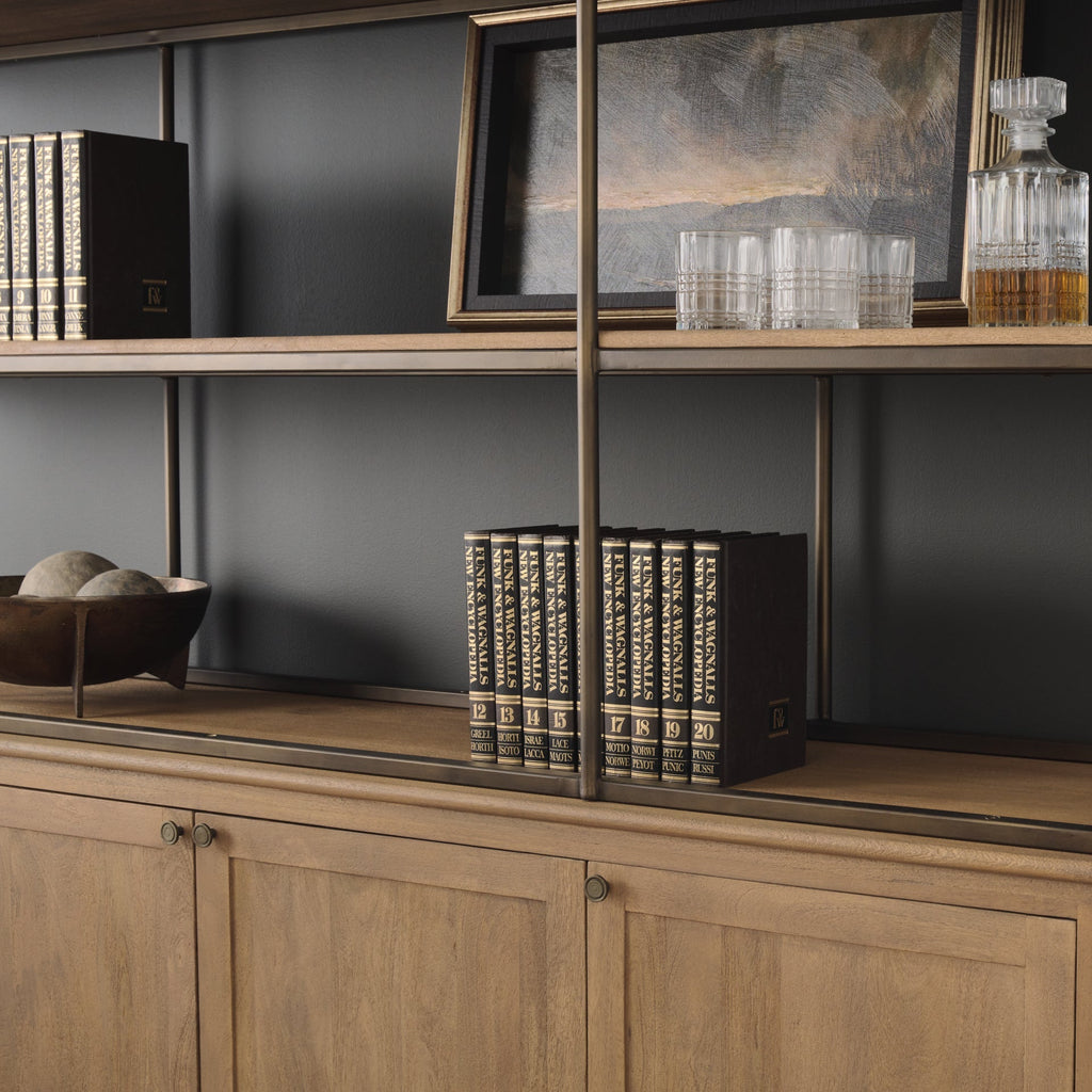 Mercana Braxton 81.8" x 19" x 90" Iron,Solid Wood Wall Shelf