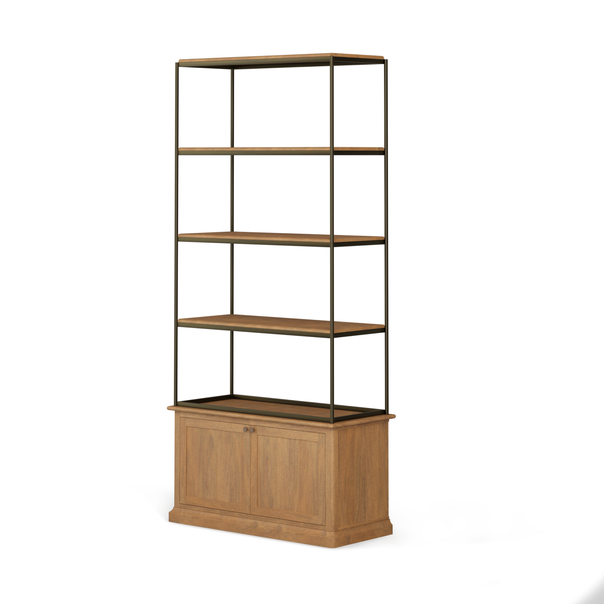 Mercana Braxton 41.8" x 19" x 90" Iron,Solid Wood Wall Shelf