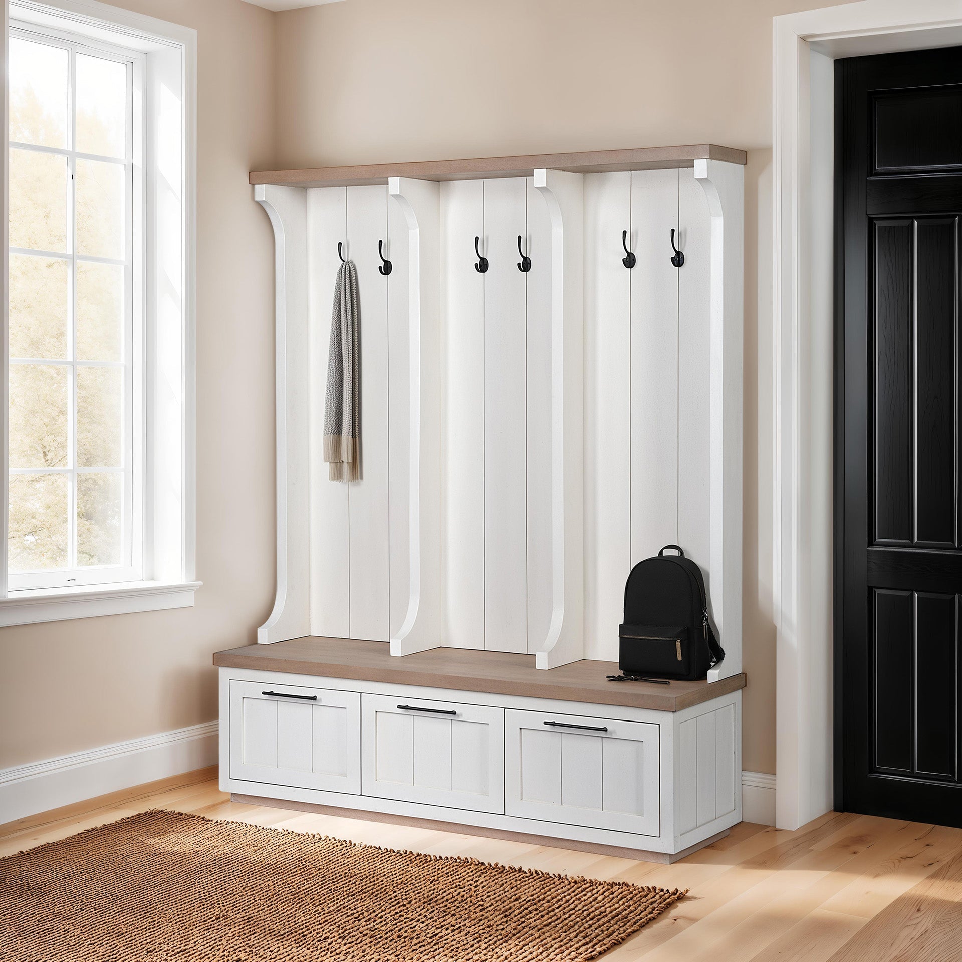 Mercana Fairview 61" x 18" x 76" Solid Wood Hall Tree