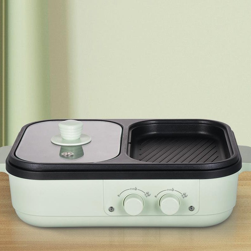 Dual-Zone Electric Grill & Hot Pot Combo – 1300W, 2-in-1 Indoor BBQ for 4–5 People