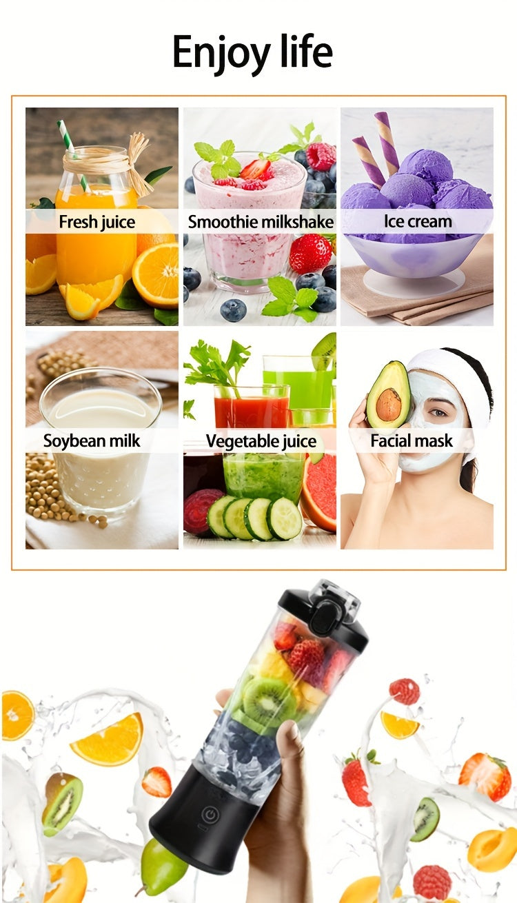 1pc, Portable Electric Juicer Cup Personal Blender-for Shakes & Smoothies Multi-Functional Personal Blender With Ice Crushing Ability, 20.29oz Capacity, USB Rechargeable, Kitchen Accessories Juicer Accessories Back To School