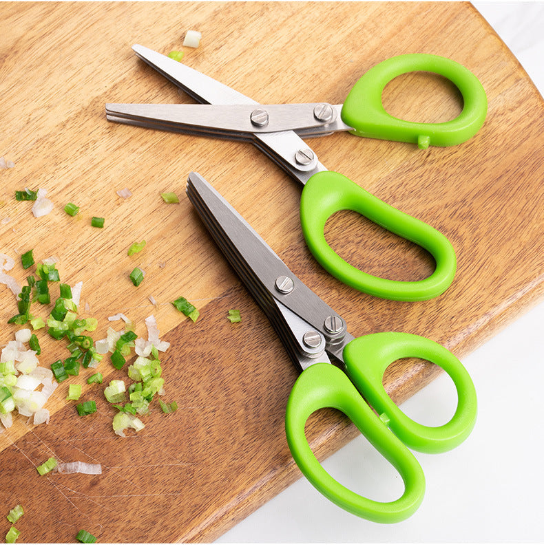 Multi-Layer Herb & Green Onion Scissors – Stainless Steel, 3 or 5 Blade Layers