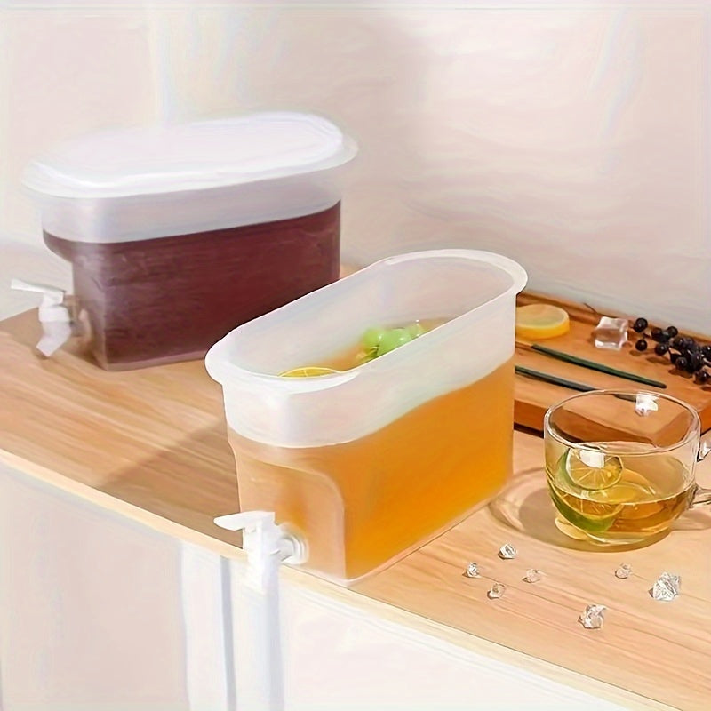 1pc, Refrigerator Cold Kettle, Summer Cooling Large Capacity Fruit Tea Kettle, Household High Temperature Resistant Drink Bucket, With Faucet Ice Water Juice Bucket, Kitchen Supplies, Bar Supplies