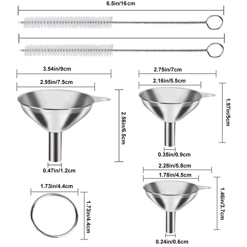Stainless Steel Kitchen Funnel Set – Durable, Leak-Proof Funnels for Cooking, Bottling & Kitchen Use