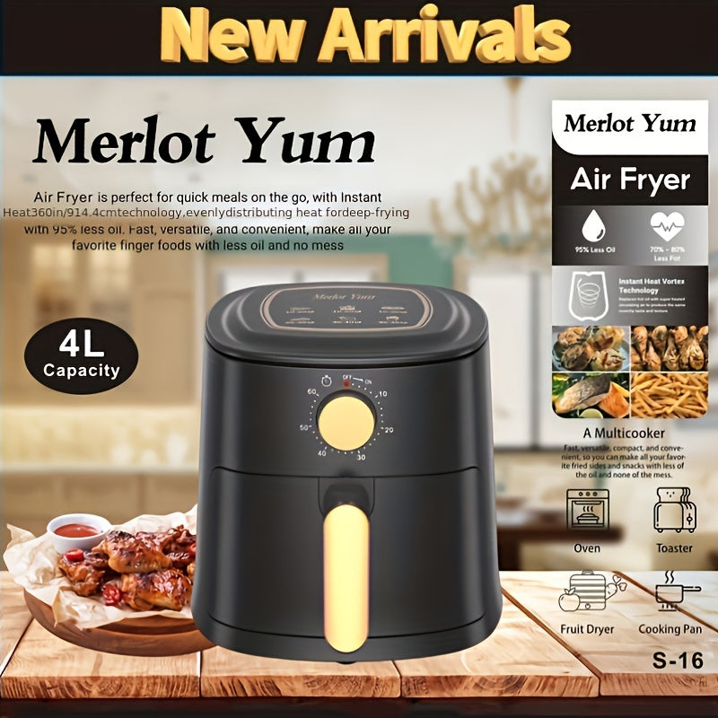 Mechanical Knob Type Air Fryer 1.06gal, BasicSimple Cooking Tool For Kitchen, MultifunctionalHousehold Healthy Cooking