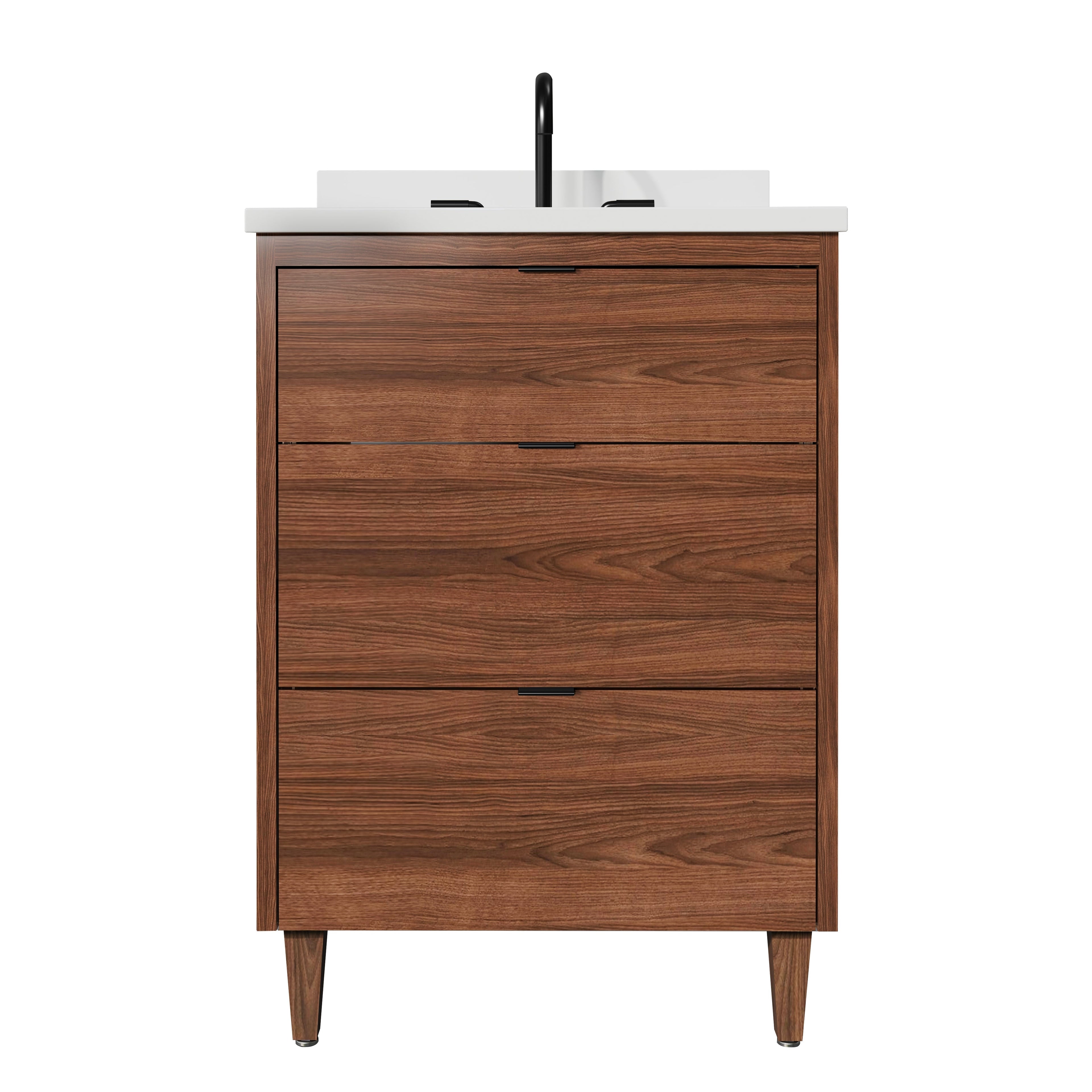 Rowan 24" Black Walnut Vanity with Quartz Countertop