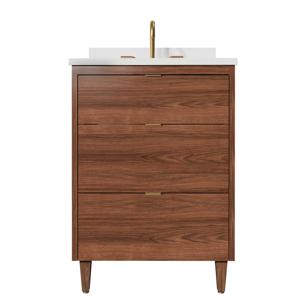 Rowan 24" Black Walnut Vanity with Quartz Countertop