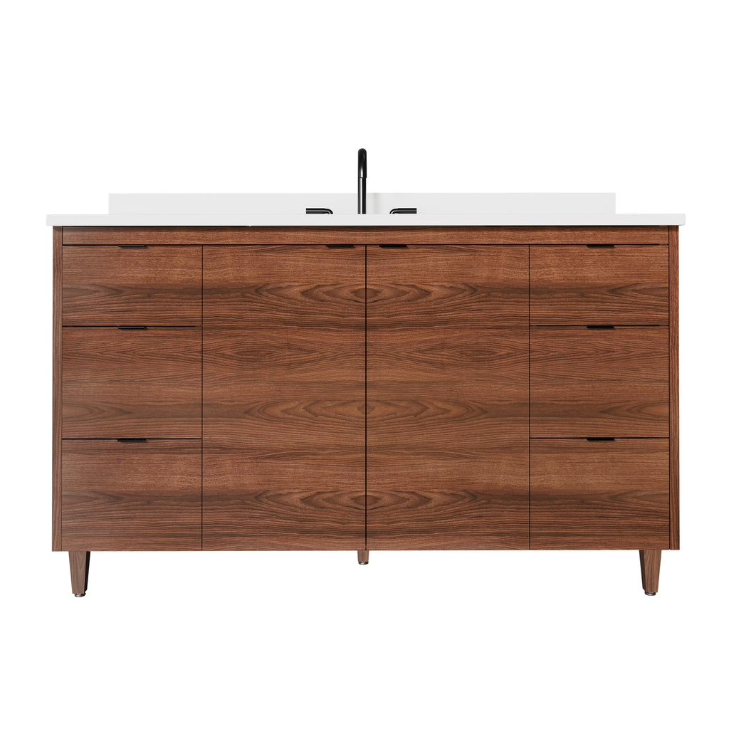 Rowan 54" Black Walnut Vanity with Quartz Countertop