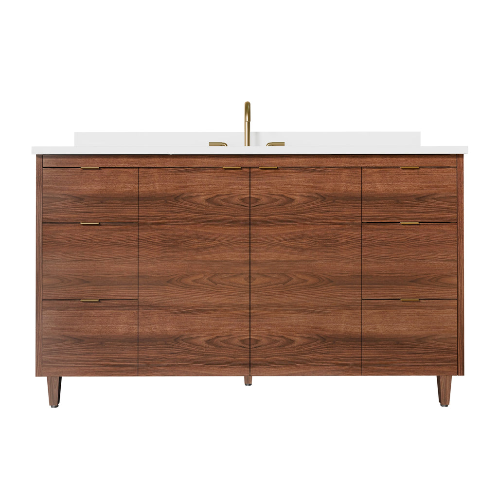 Rowan 54" Black Walnut Vanity with Quartz Countertop