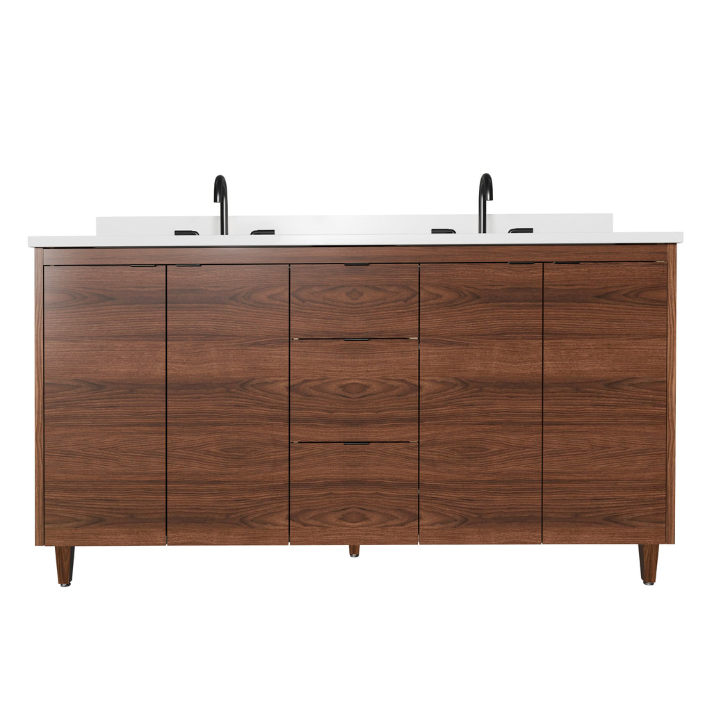 Rowan 60" Double Sink Black Walnut Vanity with Quartz Countertop