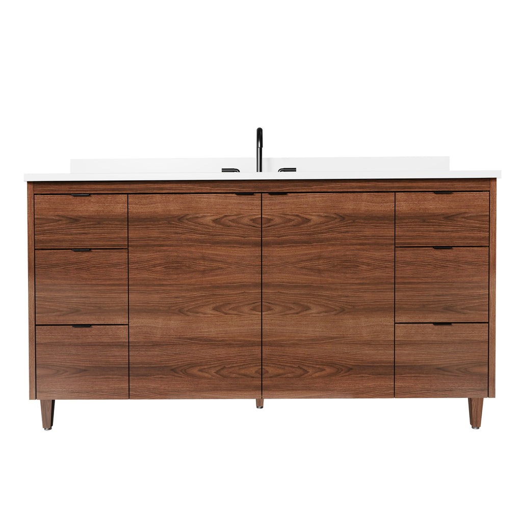 Rowan 60" Single Sink Black Walnut Vanity with Quartz Countertop