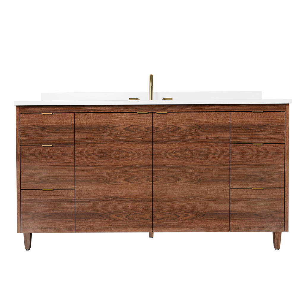 Rowan 60" Single Sink Black Walnut Vanity with Quartz Countertop
