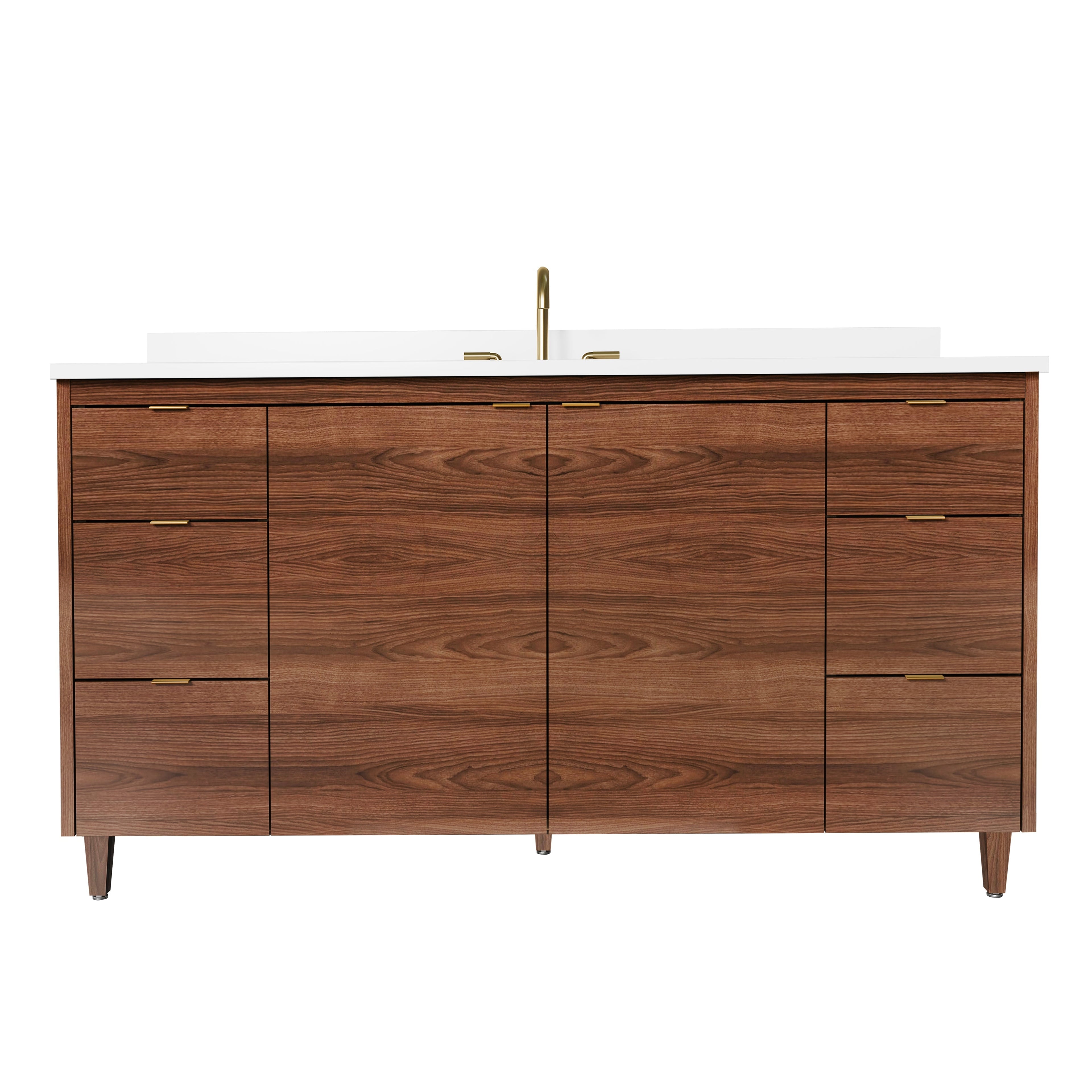 Rowan 60" Single Sink Black Walnut Vanity with Quartz Countertop
