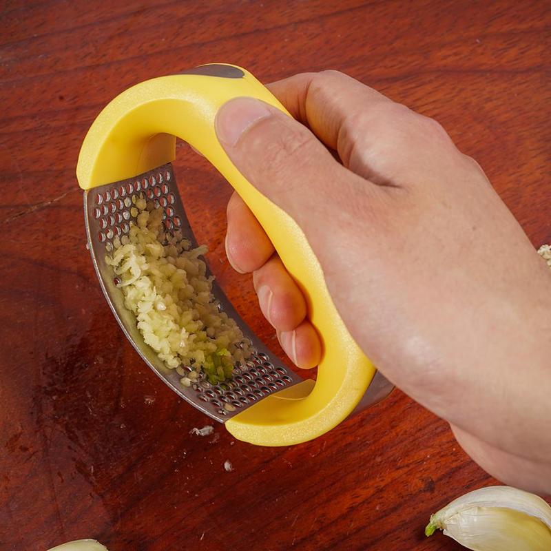 Stainless Steel Garlic Press & Masher – 304 Grade, Non-Slip Handle, Easy Clean