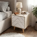 Dixie 2 Drawer Bedside Table – Dusty White Wooden Bedside Cabinet | Modern Bedroom Furniture UK