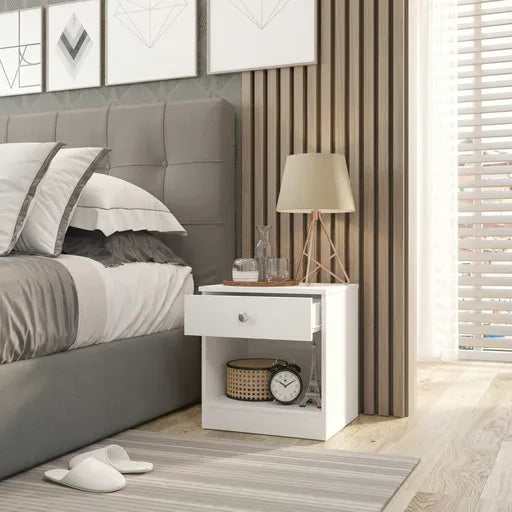 Denver 1 Drawer Bedside Table – Modern Wooden Bedside Cabinet with Storage | UK