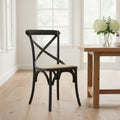 LH Home Cross Back Chair with Natural Brown Rattan Seat (Set of 2)