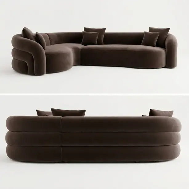 Zuri Velvet Left Hand 4 Seater Corner Sofa