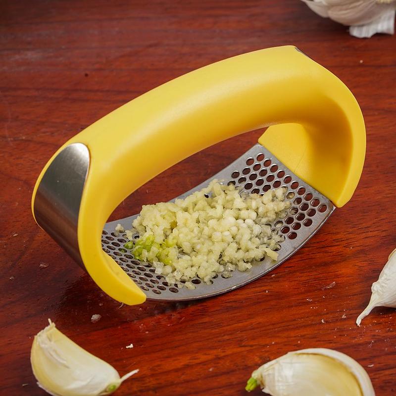 Stainless Steel Garlic Press & Masher – 304 Grade, Non-Slip Handle, Easy Clean