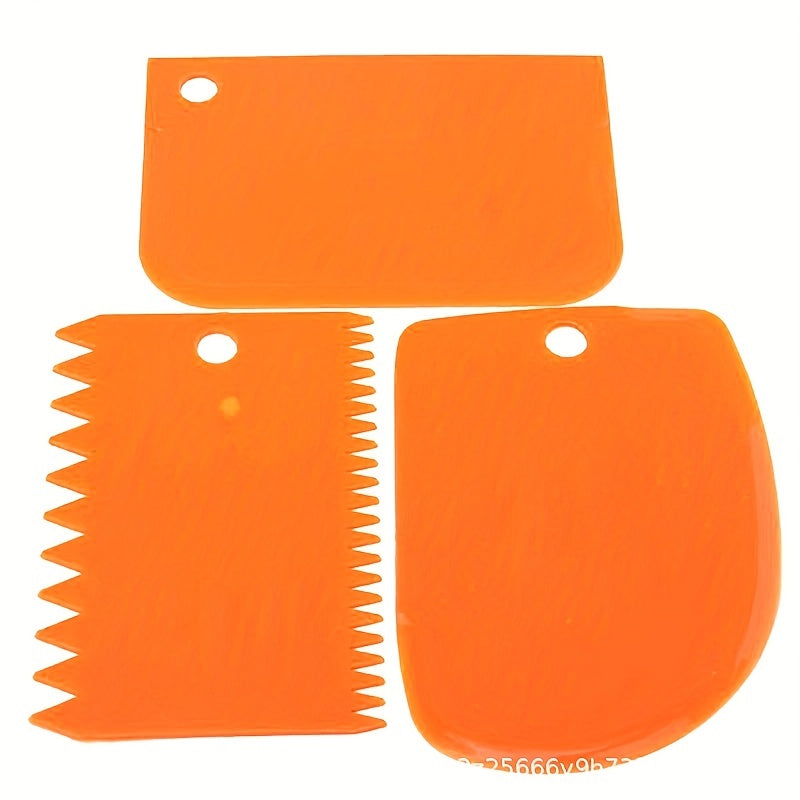 3pcs Cake Scraper Smoother Set - Cake Icing Smoother Tool For Cake Decoration, Flexible Plastic Dough Scraper - For Baking Enthusiasts & Professionals - Multifunctional Kitchen Tools - Perfect Gift for Bakers