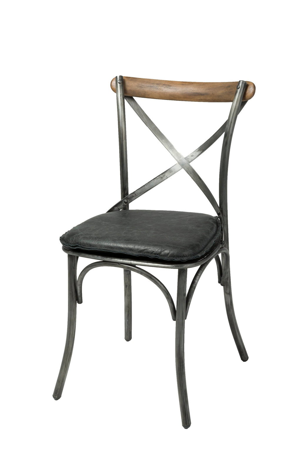 LH Home Metal Crossback Leather Cushion Seat