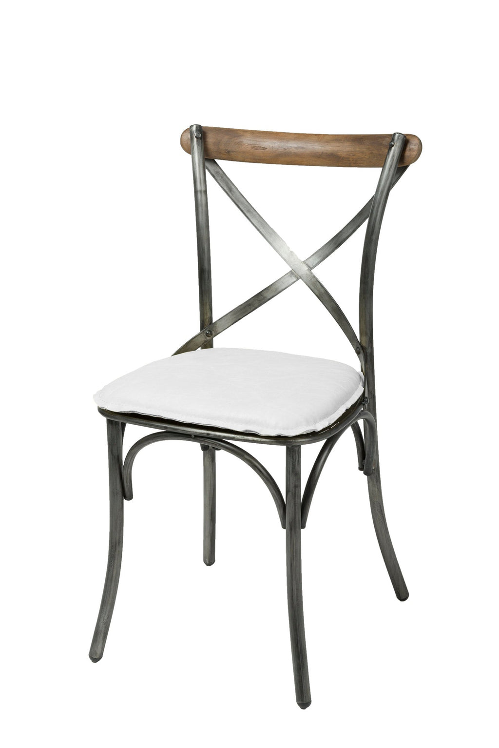 LH Home Metal Crossback Leather Cushion Seat