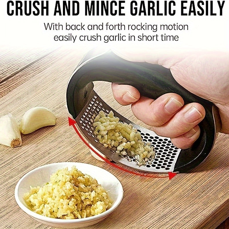 Stainless Steel Garlic Press - Easy-Clean, Multi-Functional Kitchen Gadget For Mincing & Crushing Garlic Garlic Crusher Garlic Mincer
