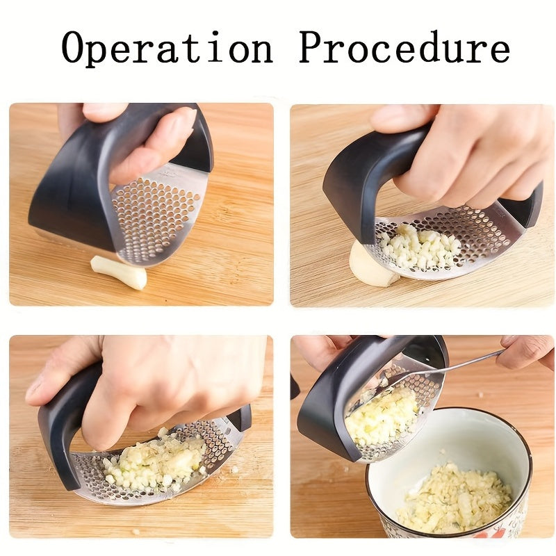 Stainless Steel Garlic Press - Easy-Clean, Multi-Functional Kitchen Gadget For Mincing & Crushing Garlic Garlic Crusher Garlic Mincer