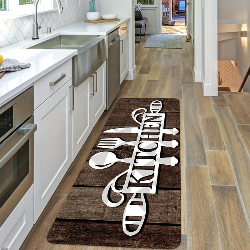1pc SoftTouch Graphic Kitchen Mat - Aisle Runners with Stain-Resistant Waterproof and Machine Washable Design, Soft Comfortable Area Rug for Living Room Bedroom Kitchen Supplies, Easy to Clean and Maintain