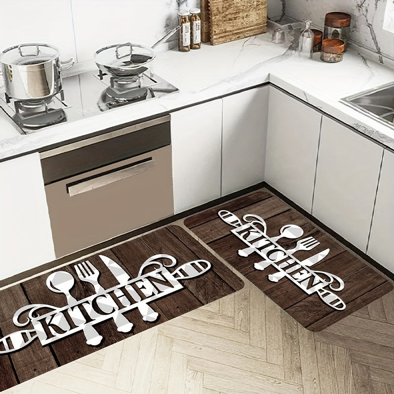 1pc SoftTouch Graphic Kitchen Mat - Aisle Runners with Stain-Resistant Waterproof and Machine Washable Design, Soft Comfortable Area Rug for Living Room Bedroom Kitchen Supplies, Easy to Clean and Maintain