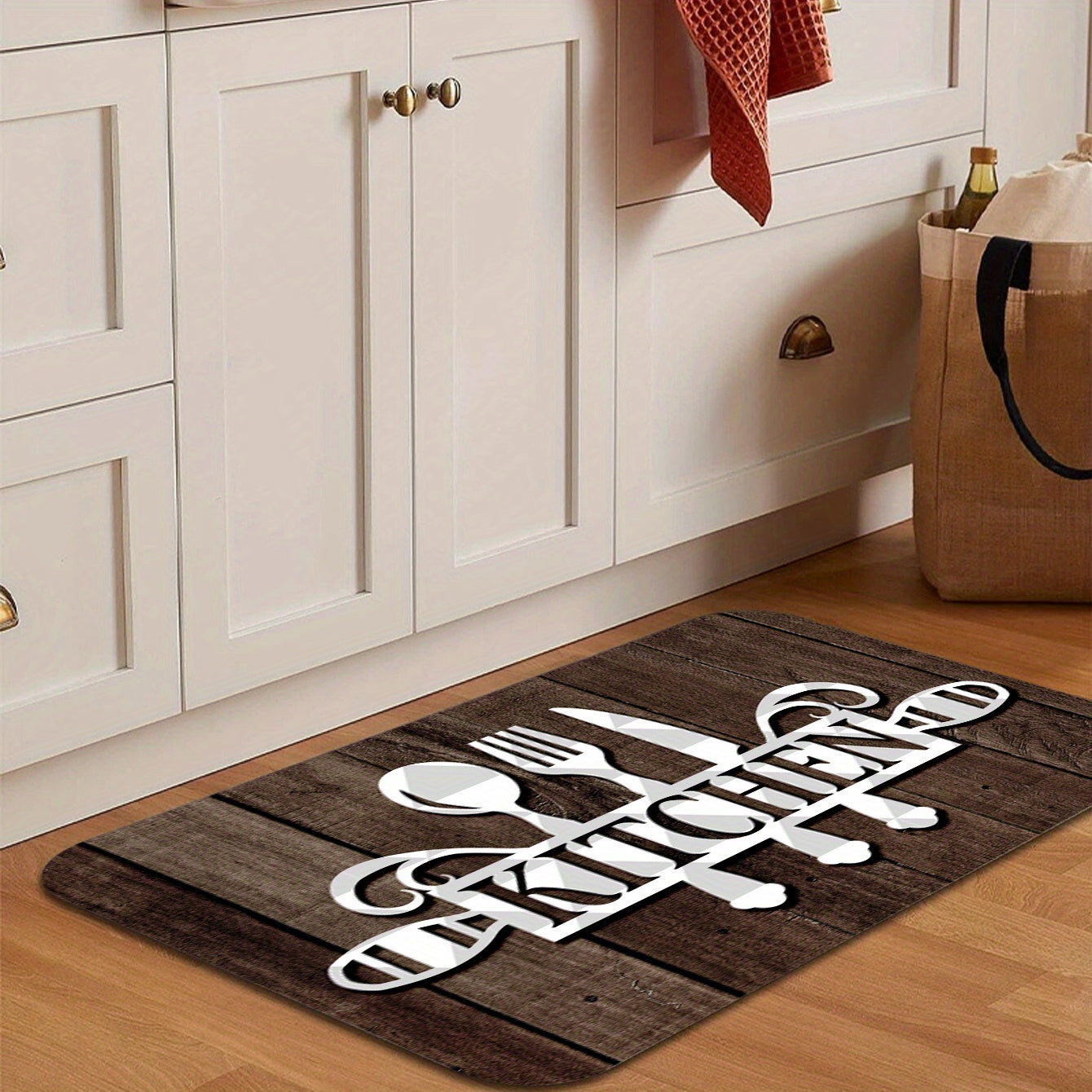1pc SoftTouch Graphic Kitchen Mat - Aisle Runners with Stain-Resistant Waterproof and Machine Washable Design, Soft Comfortable Area Rug for Living Room Bedroom Kitchen Supplies, Easy to Clean and Maintain