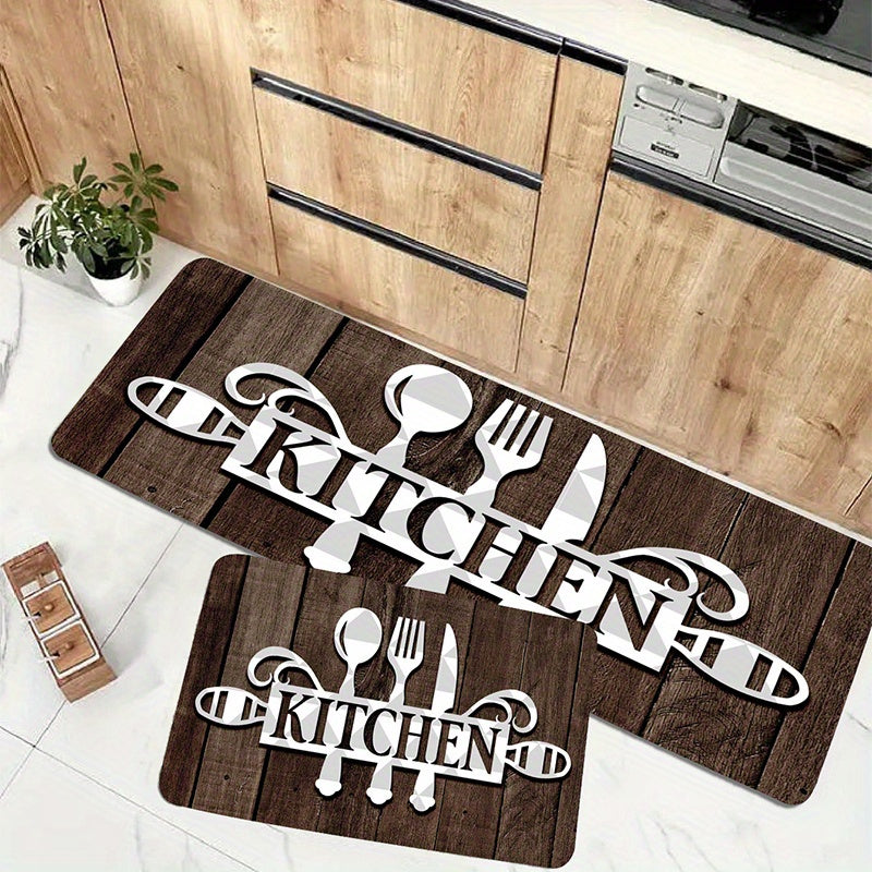 1pc SoftTouch Graphic Kitchen Mat - Aisle Runners with Stain-Resistant Waterproof and Machine Washable Design, Soft Comfortable Area Rug for Living Room Bedroom Kitchen Supplies, Easy to Clean and Maintain
