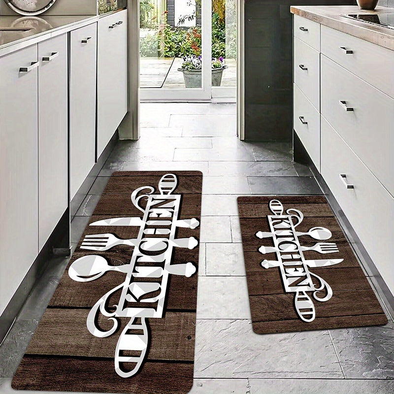 1pc SoftTouch Graphic Kitchen Mat - Aisle Runners with Stain-Resistant Waterproof and Machine Washable Design, Soft Comfortable Area Rug for Living Room Bedroom Kitchen Supplies, Easy to Clean and Maintain